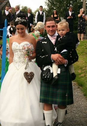 Highland dress wear for a wedding, suit and kilt